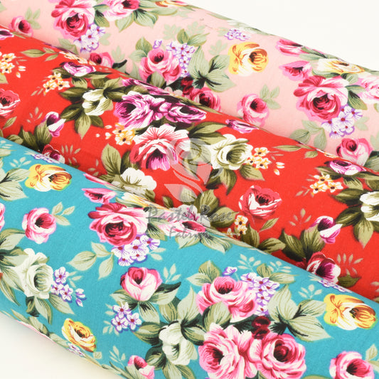 Victorian Rose lightweight thin cotton fabric by half metre | 140cm wide