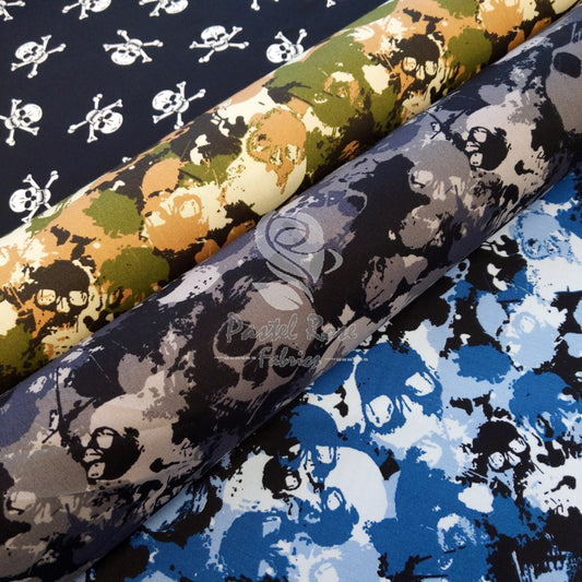 Camouflage Skulls 100% cotton fabric by half metre | 112cm wide