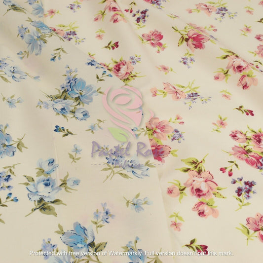 Alice Floral 100% cotton poplin fabric by half metre | 112cm wide