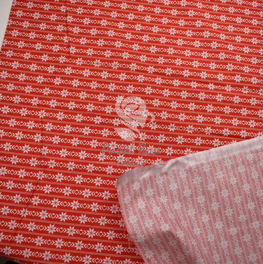 Winter Snowflake Red Digital print 100% cotton fabric by half metre | 140cm wide