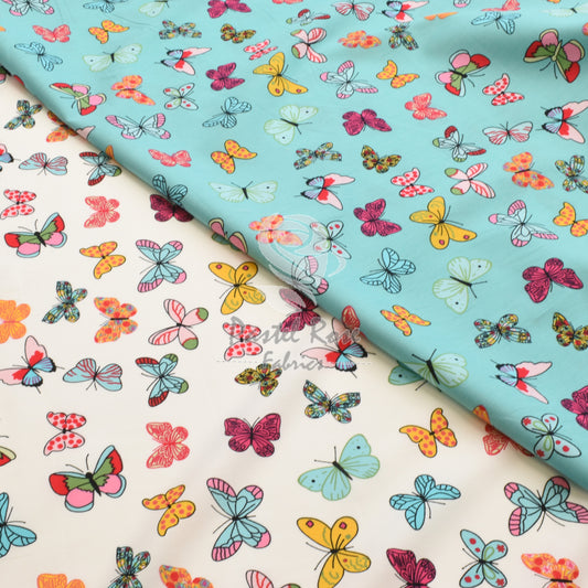 Colourful Butterflies 100% cotton fabric by half metre | 112cm wide