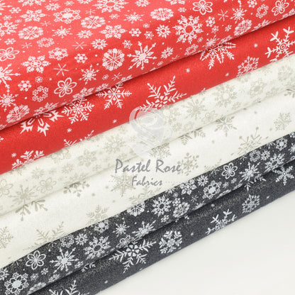 Glitter mini Snowflakes 100% cotton fabric by half metre John Louden | 110cm wide