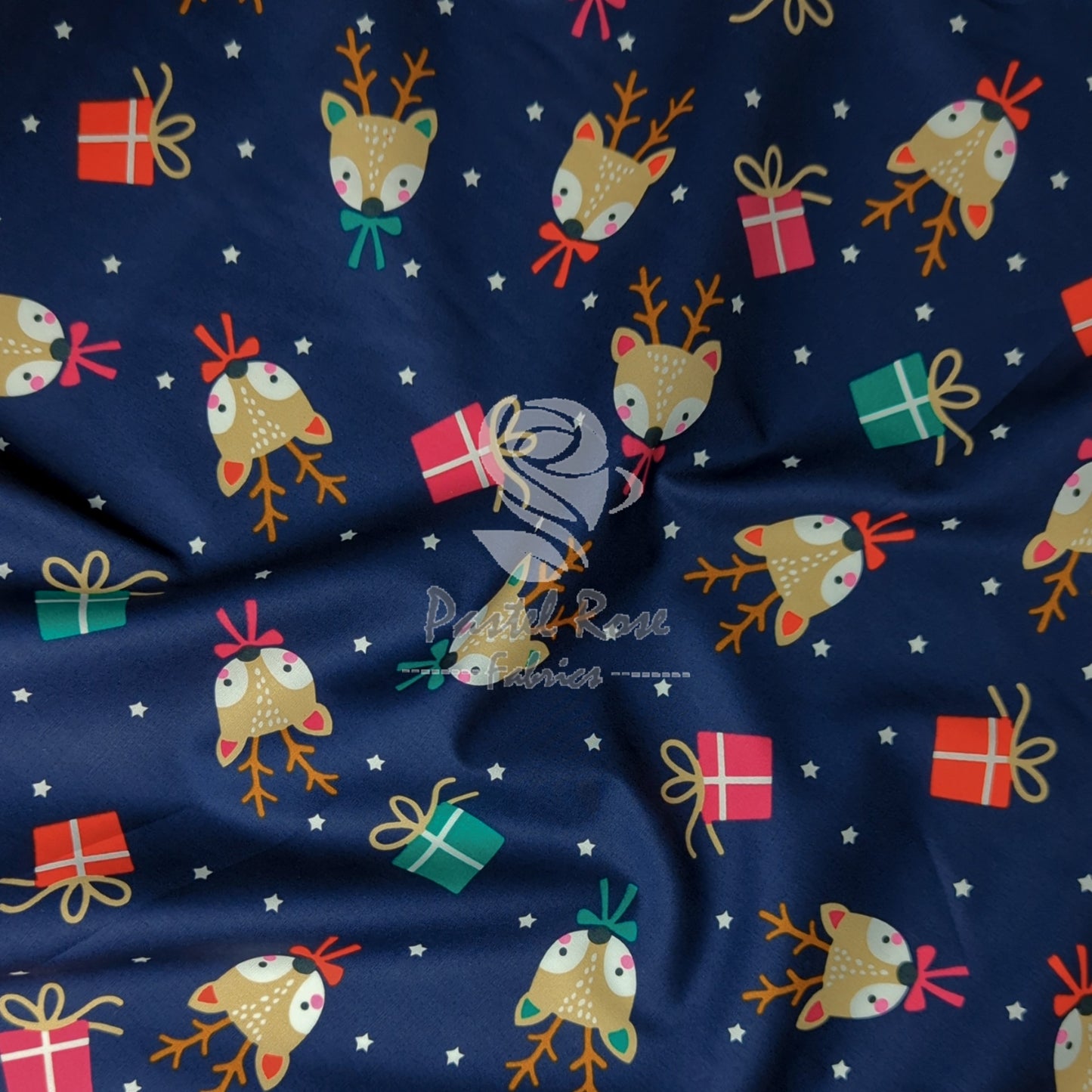 Presents Reindeer 100% cotton poplin fabric by half metre | 112cm wide