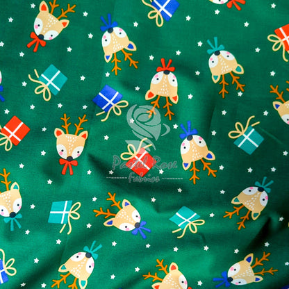 Presents Reindeer 100% cotton poplin fabric by half metre | 112cm wide