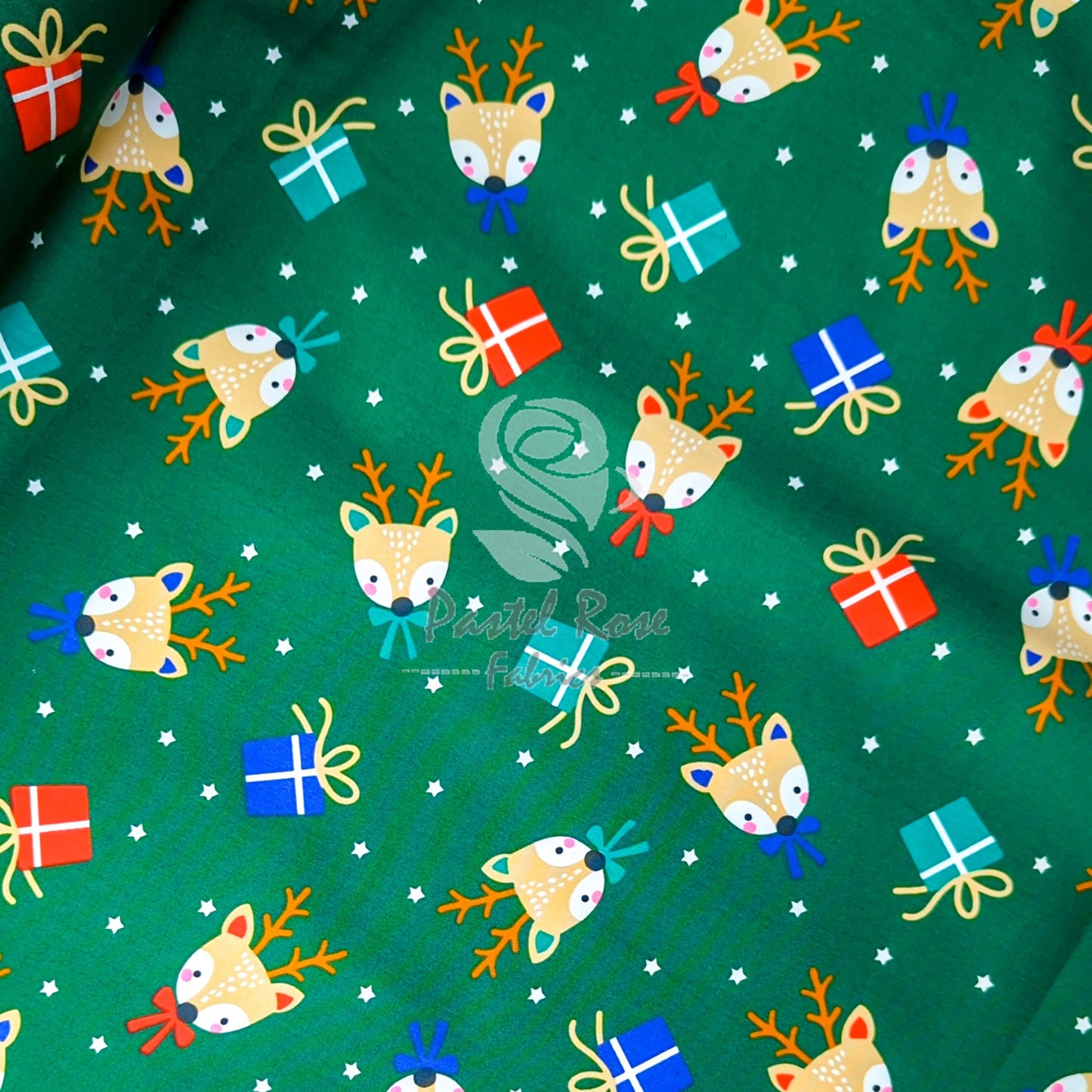 Presents Reindeer 100% cotton poplin fabric by half metre | 112cm wide