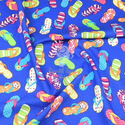 Beach Flip Flops 100% cotton fabric by half metre | 112cm wide