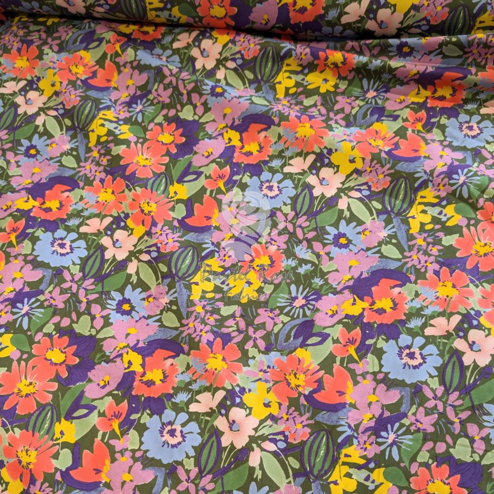 Elsa Floral 100% cotton poplin fabric by half metre | 112cm wide