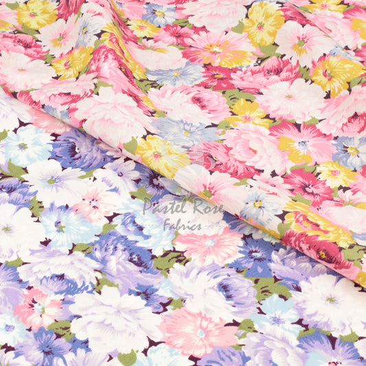 Peony Floral 100% cotton poplin fabric by half metre | 112cm wide