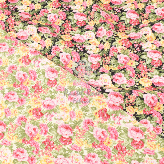 Rosefield Floral 100% cotton poplin fabric by half metre | 112cm wide