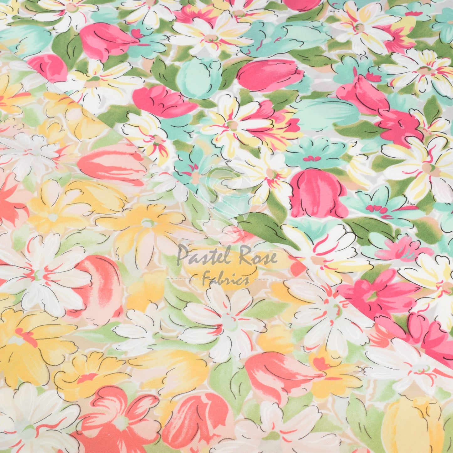 Watercolour Daisy 100% cotton poplin fabric by half metre | 112cm wide