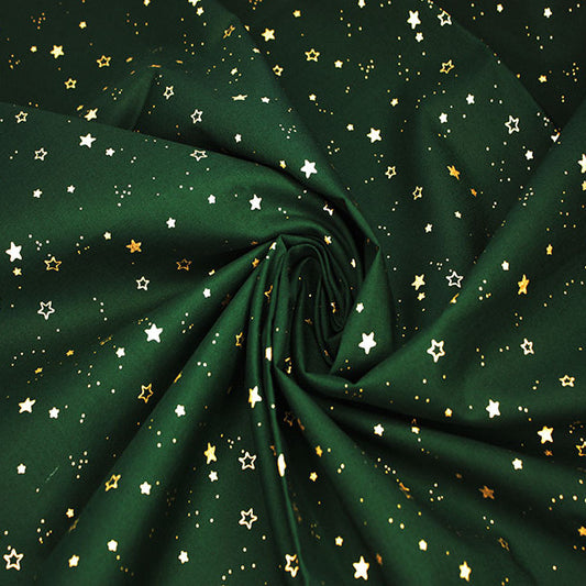 Metallic Gold Stars 100% cotton fabric by half metre | 140cm wide