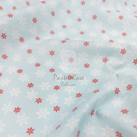 Snowflake blanket blue 100% cotton fabric by half metre | 140cm wide