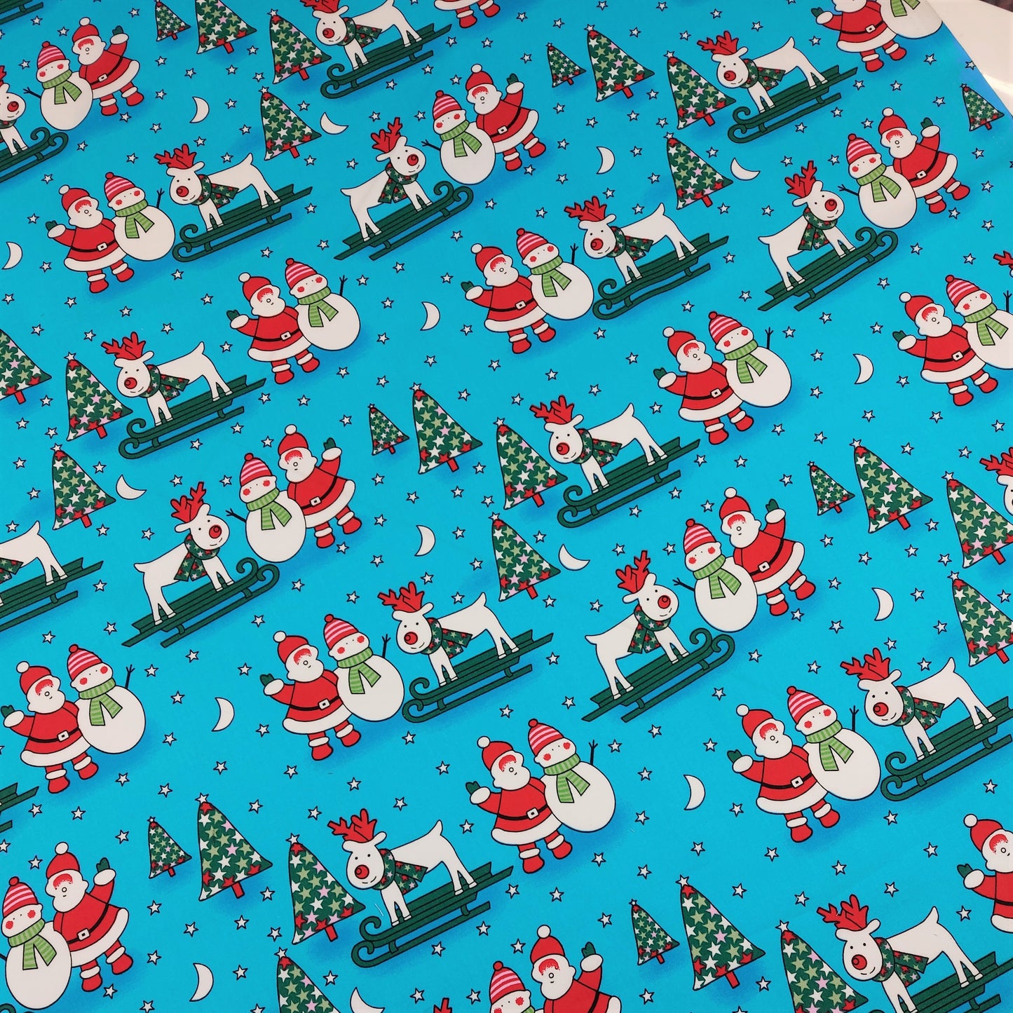 Santa Snowman 100% cotton poplin fabric by half metre | 112cm wide