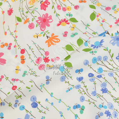 Flutterly Floral 100% cotton poplin fabric by half metre | 112cm wide