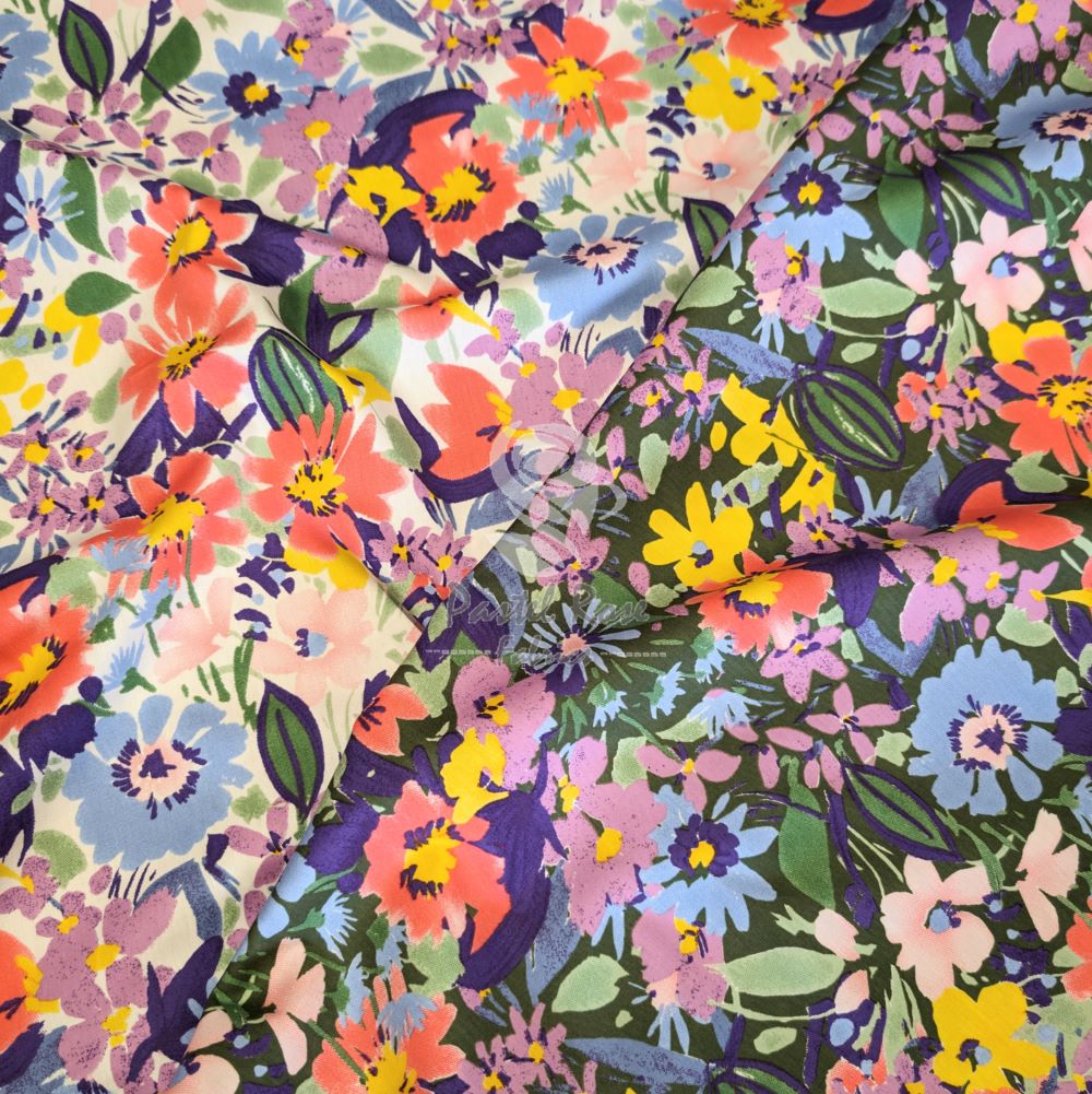 Elsa Floral 100% cotton poplin fabric by half metre | 112cm wide