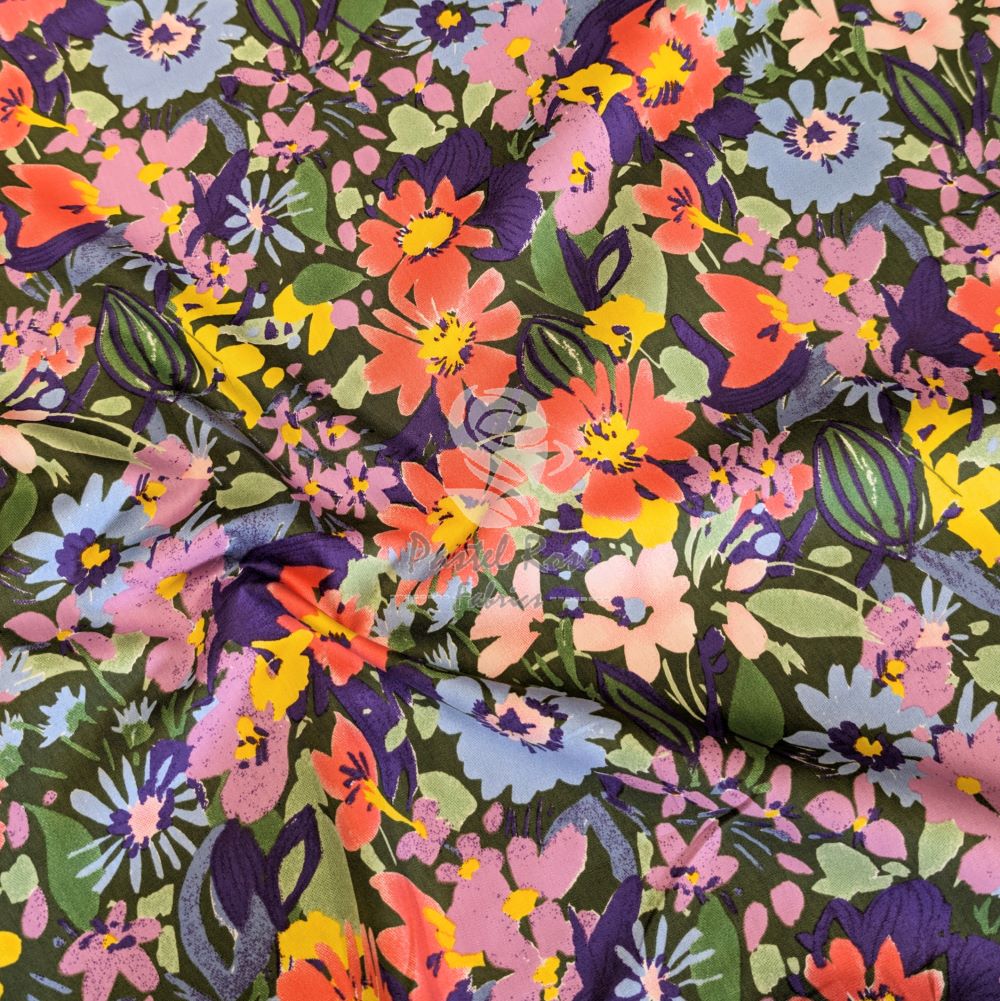 Elsa Floral 100% cotton poplin fabric by half metre | 112cm wide