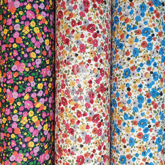 Pansies Floral 100% cotton poplin fabric by half metre | 112cm wide