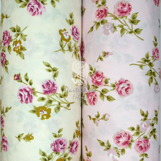 Retro Rose Bunch 100% cotton poplin fabric by half metre | 112cm wide