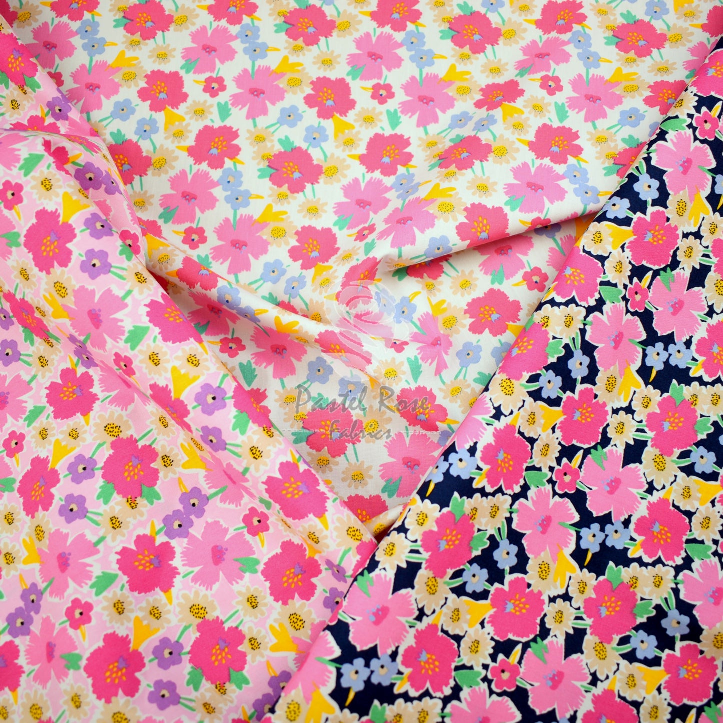 Summer Blossom Floral 100% cotton poplin fabric by half metre | 112cm wide