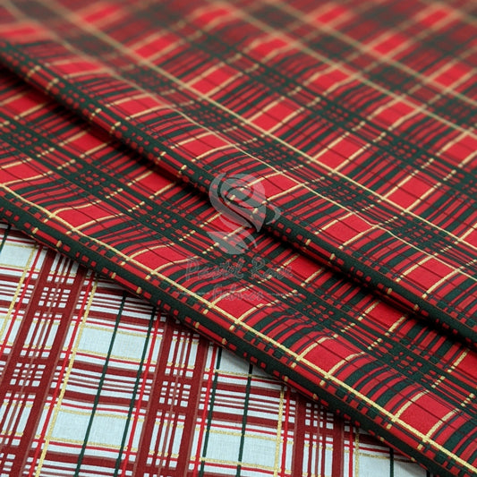 Metallic Tartan Design2 100% cotton fabric by half metre | 140cm wide