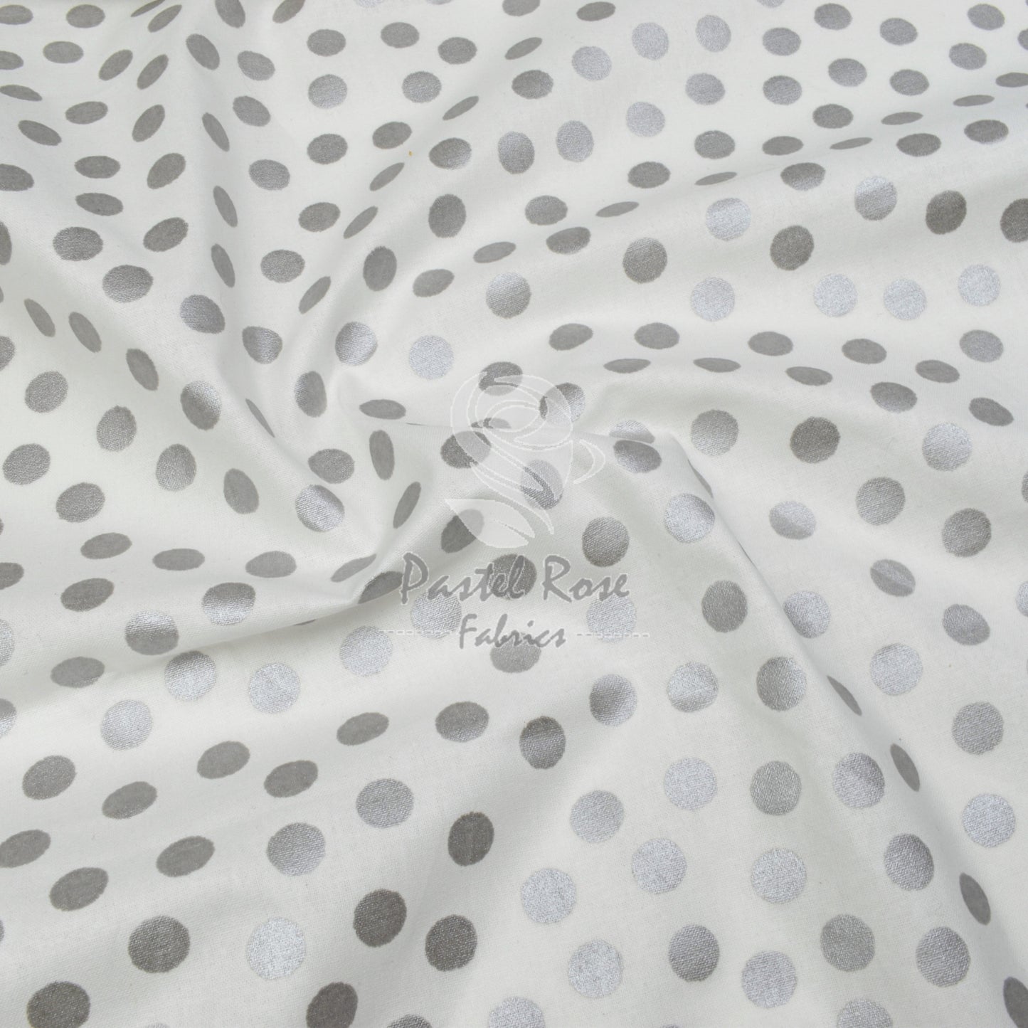 pearl spots cotton fabric, silver