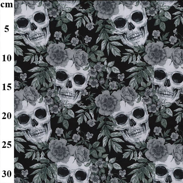 Skull Roses 100% cotton fabric by half metre | 112cm wide