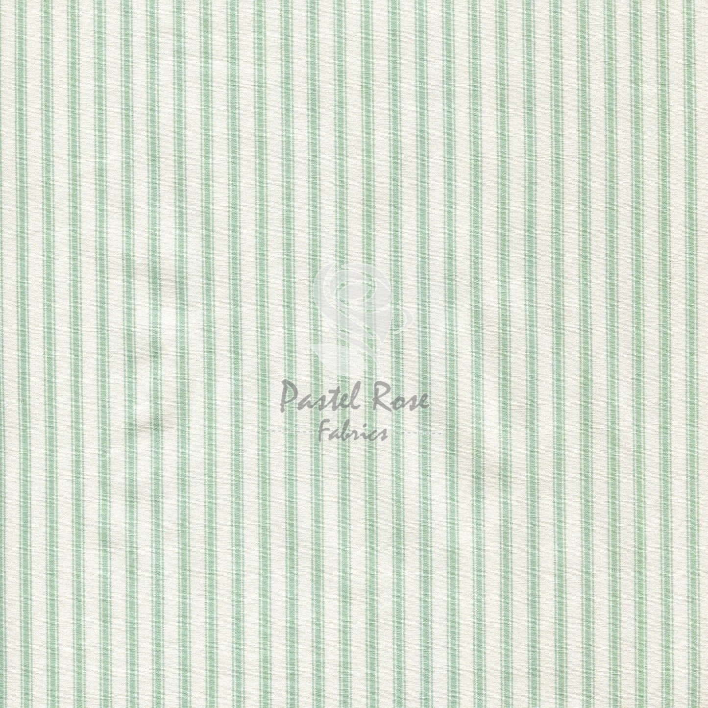 Ticking stripes cotton fabric, Mint