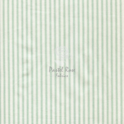 Ticking stripes cotton fabric, Mint