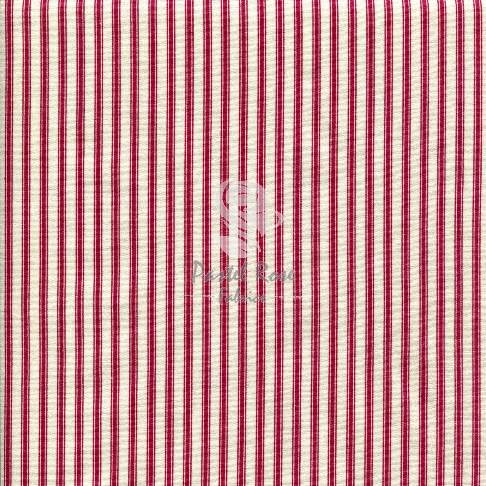 Ticking stripes cotton fabric, Red